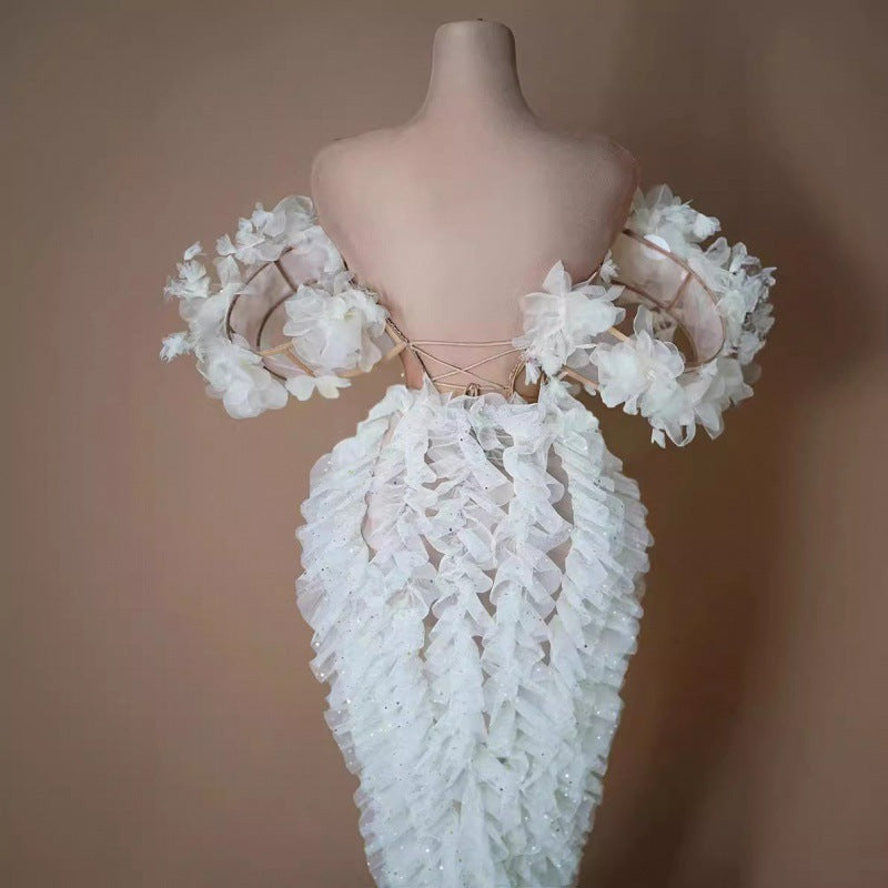 Wedding Dress Sheer Cutout Sexy High Split White