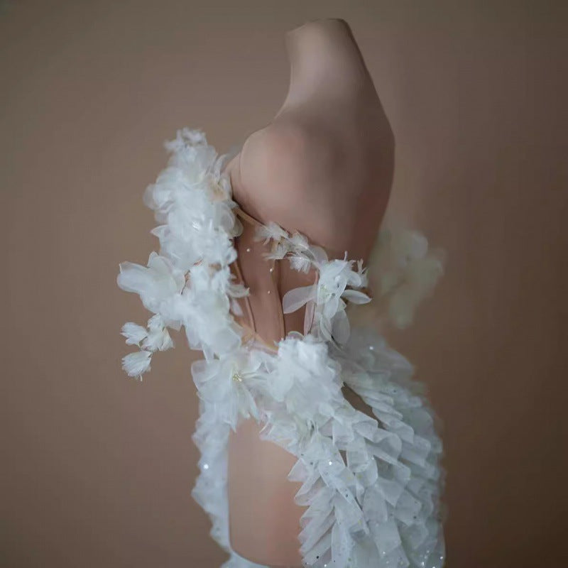 Wedding Dress Sheer Cutout Sexy High Split White